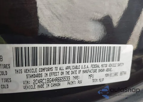 2017 Chrysler Pacifica Touring-L z USA, uszkodzony, nr VIN 2C4RC1BG4HR665533